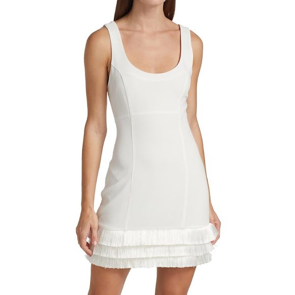 cinq a sept Dresses & Skirts - Cinq à Sept Women's Hattie Sleeveless Fringe Hem Mini Dress White 12